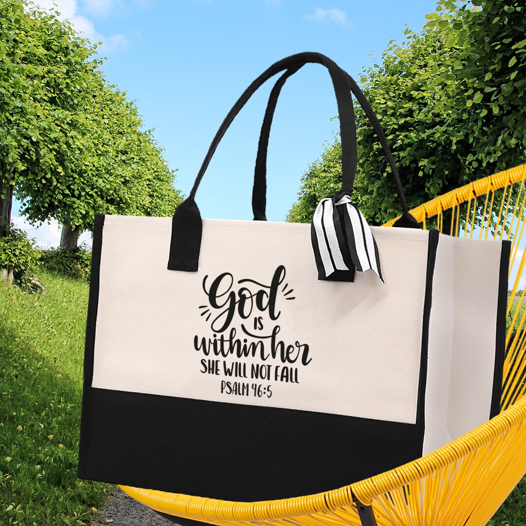 God Is Within Her She Will Not Fall - Personalized Jute Tote Bag main image 0