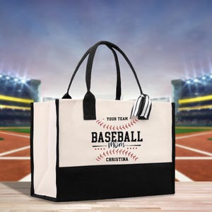 Gepersonaliseerde draagtas honkbal moeder canvas, aangepast sportcadeau (BMT1001)