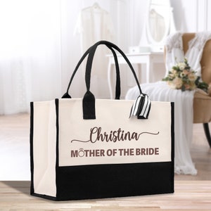 Name and Mother of the Bride Tote Bag Personalized Wedding Tote Bridal Shower Gift Honeymoon Gift Customized Wedding Gift Bridesmaid Gift