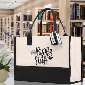 Book Lover Canvas Tote Bag, Bookworm Gift (BS1002)