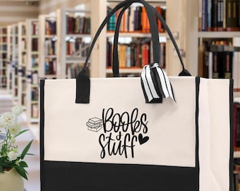 Book Lover Canvas Tote Bag, Bookworm Gift (BS1002)