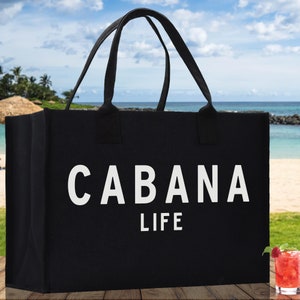 Cabana Life Cotton Canvas Chic Beach Tote Bag Multipurpose Tote Weekender Tote Gift for Her Outdoor Tote Vacation Tote Large Beach Bag