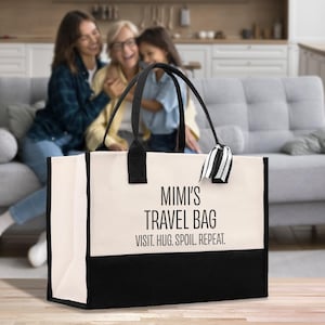 Mimi&#39;s Travel Bag Canvas Tote Bag Grandma&#39;s Getaway Bag Grandma Gift Bag Mothers Day Gift Bag Grandma Beach Bag Gift for Grandma (MGTB1003)