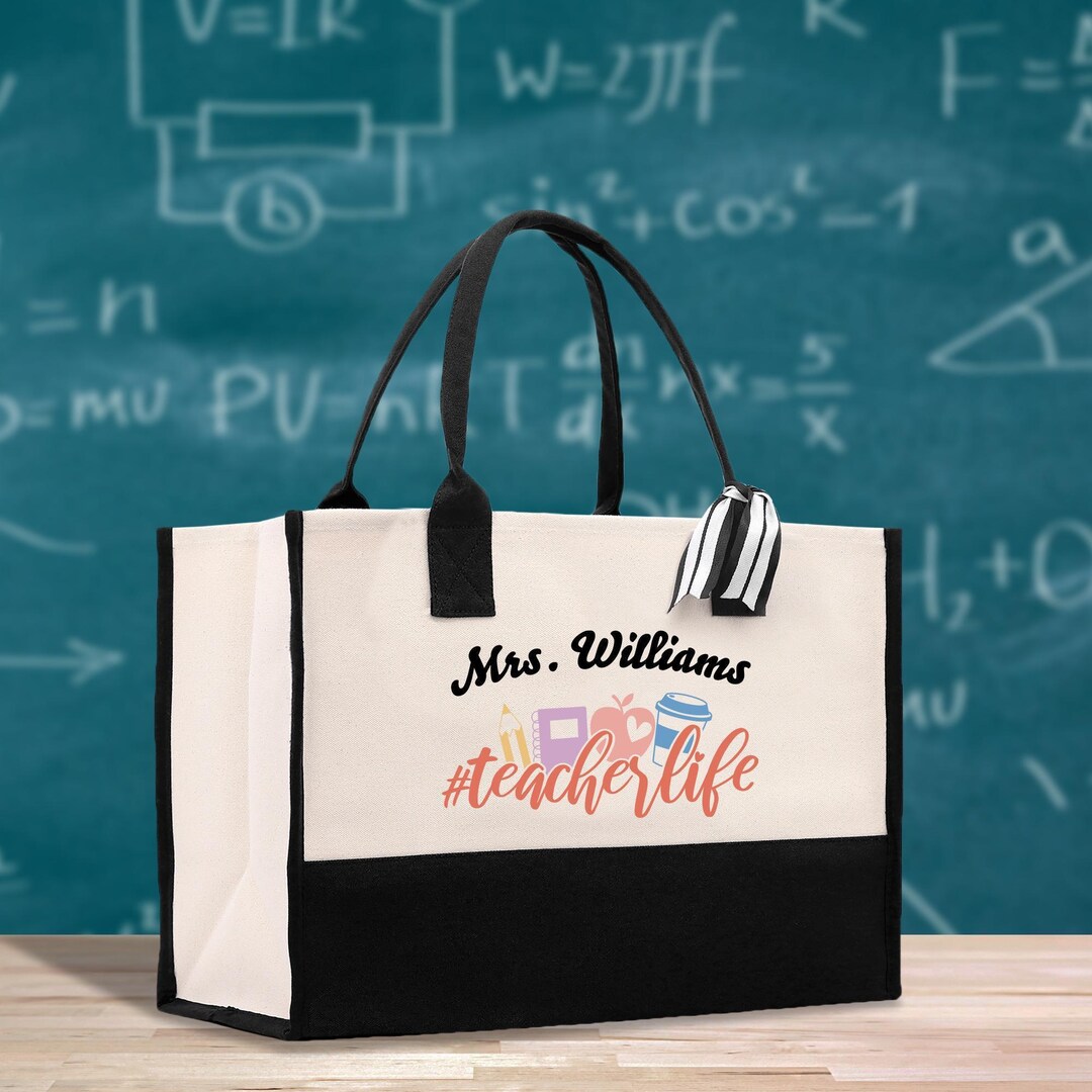 Personalized Teacher Tote Bag - Cotton Canvas Teacher Appreciation Gift ...