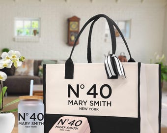 Personalized Birthday Canvas Tote Bag: Elegant Celebration Gift