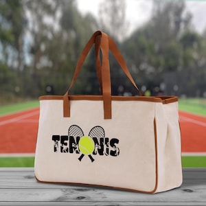 Tennis Silhouette Cotton Canvas Tote Bag Gift for Tennis Lover Bag Tennis Coach Gift Bag
