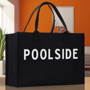 Einkaufstasche am Pool, Baumwollsegeltuch, schicke Strandtasche, Mehrzwecktasche, Weekender, Geschenk für Sie, Outdoor-Tasche, Urlaubstasche, große Strandtasche