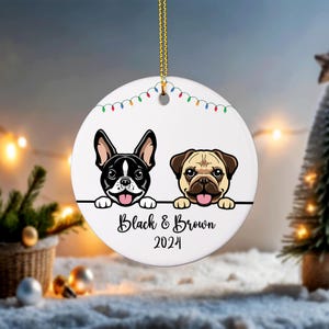 Personalized Dog Name Silhouette Christmas Ornament Custom Dog Portrait Xmas Ornament Custom Dog Lover Xmas Tree Décor Ornament (CMO1020)