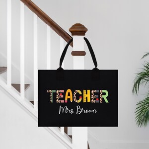 Personalized Teacher Cotton Canvas Tote Bag Gift for Teachers Teacher Life Tote Custom Teacher Appreciation Gift Teacher Name Bag (TTB1078)