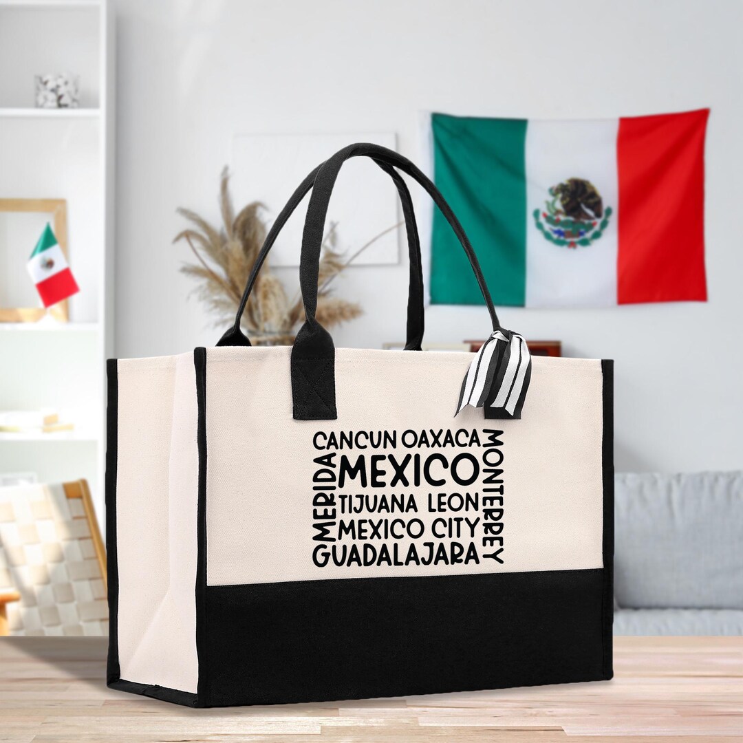 Mexico Cotton Canvas Tote Bag Cancun Trip Bag Mexico Wedding Welcome ...