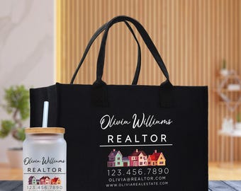 Personalized Realtor Canvas Tote Bag, Custom Real Estate Agent Gift (RT1002)