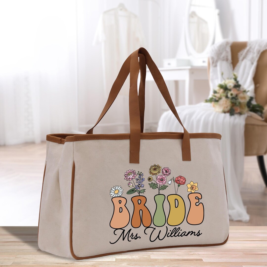 Personalized Wedding Tote Bag, Custom Cotton Canvas Bridal Gift - Etsy