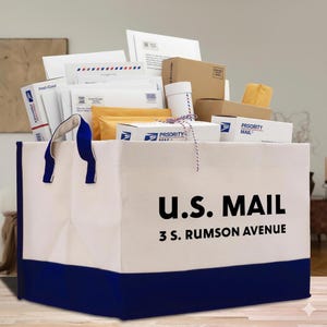 Personalized US Mail Canvas Tote Bag, Custom Storage Organizer (SB1007)