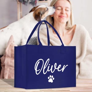 Dog Name Zippered Tote Bag Personalized Dog Mom Gift Any Name Bag (DTB1013)