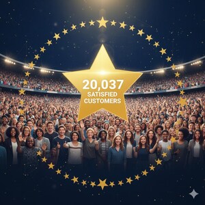 A large crowd of people gathered in a stadium, with a large golden star prominently displayed in the center. The crowd appears to be celebrating or cheering, and the image conveys a sense of excitement and achievement.