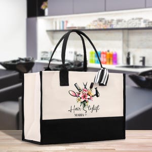 Sacola de lona de algodão personalizada para cabeleireiro, sacola de presente para salão de beleza, bolsa de suprimentos para estilistas, presente de barbeiro (HRST1020)
