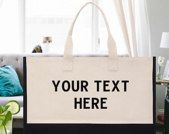 Custom XL Canvas Beach Tote Bag – Personalized Weekender with Zipper