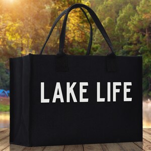 Lake Life Baumwollsegeltuch schicke Strand-Einkaufstasche Mehrzwecktasche Weekender Tote Geschenk für Sie Outdoor Tote Urlaubstasche Strandtasche Bootstasche
