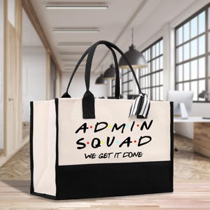 Admin Squad katoenen canvas draagtas, kantoorcadeau (AST1001), administratief, collega, school