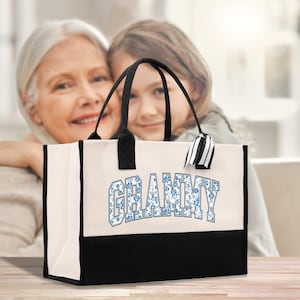 Custom Grammy Gigi Gaga Gram Mimi Nana Canvas Tote Bag Grandma&#39;s Getaway Bag Mothers Day Gift Bag Grandma Beach Bag Gift (MGTB1010)