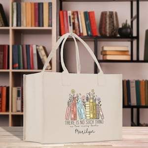 Personalized Book Lover Cotton Canvas Tote Bag Customized Library Bag Bookworm Gift Bag School Librarian Gift Tote (LBT1028)