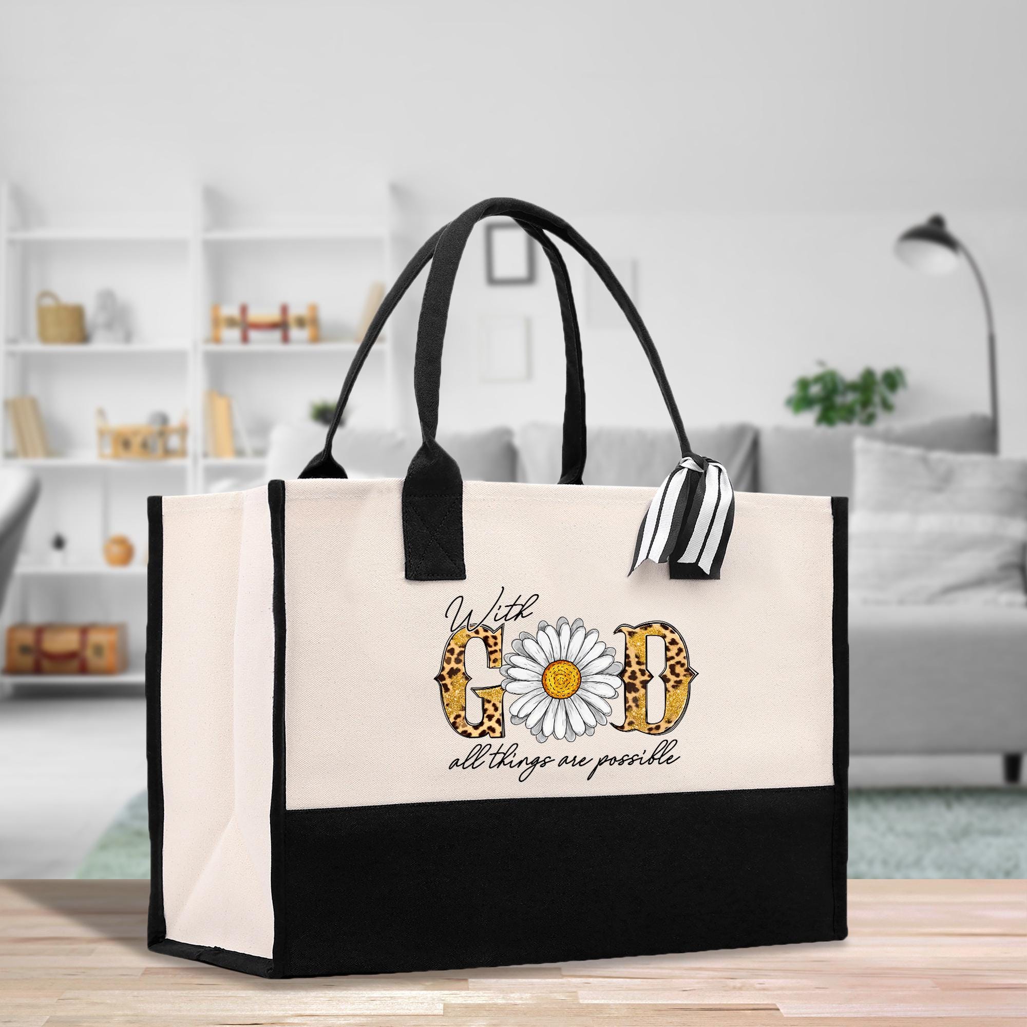 Nurturing Hope in Every Season: Comfort and Encouragement  “All Things Are Possible “Elegant Lady Burlap Tote Bag main image 1