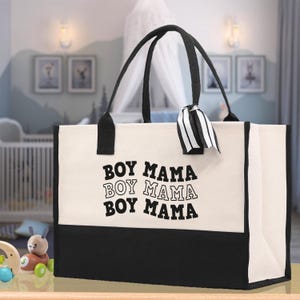 Canvas Mom Tote Bag, Boy Mama Design (MA1002)