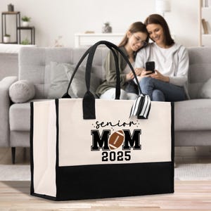 Football Mom Sports Cotton Canvas Tote Bag Gift for Football Mother Football Lover Mom Gift (FMTB1006)