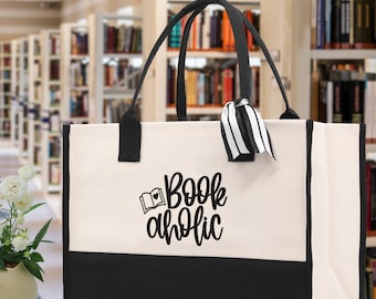 Book aholic Tote Bag Bookworm Gift Book Quotes Party Gift Book Lover Tote Book Canvas Tote Bag Birthday Gift Library Bag Grocery Bag