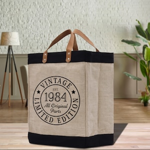Vintage 1984 Limited Edition 40 Age Birthday Jute Burlap Bag 40th Birthday Gift For Women 40th Birthday Celebration Party Gift (BDT1011)