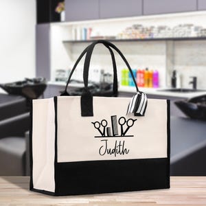Sacola de lona de algodão personalizada para cabeleireiro, sacola de presente para salão de beleza, bolsa de suprimentos para estilistas, presente de barbeiro (HRST1016)