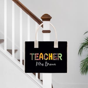 Personalized Teacher Cotton Canvas Tote Bag Gift for Teachers Teacher Life Tote Custom Teacher Appreciation Gift Teacher Name Bag (TTB1080)
