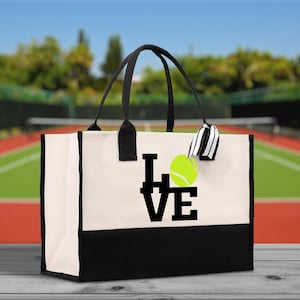 Love Tennis katoenen canvas draagtas Cadeau voor tennisliefhebber tas tenniscoach cadeautas