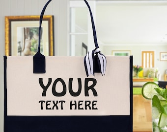 Custom Embroidered Canvas Tote Bag, Personalized Gift