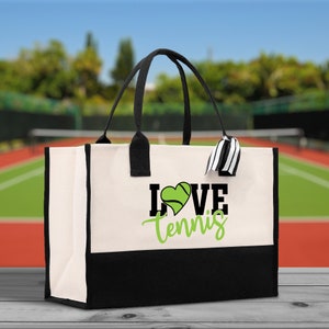 Love Tennis Cotton Canvas Tote Bag Gift for Tennis Lover Bag Tennis Coach Gift Bag