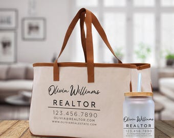 Personalized Realtor Canvas Tote Bag: Business Logo Gift (RT1001)