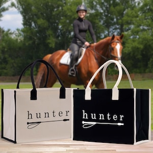 Sac fourre-tout personnalisé en toile de coton équestre Sac personnalisé pour amoureux des chevaux, cadeau d&#39;équitation pour elle (EQT1002)