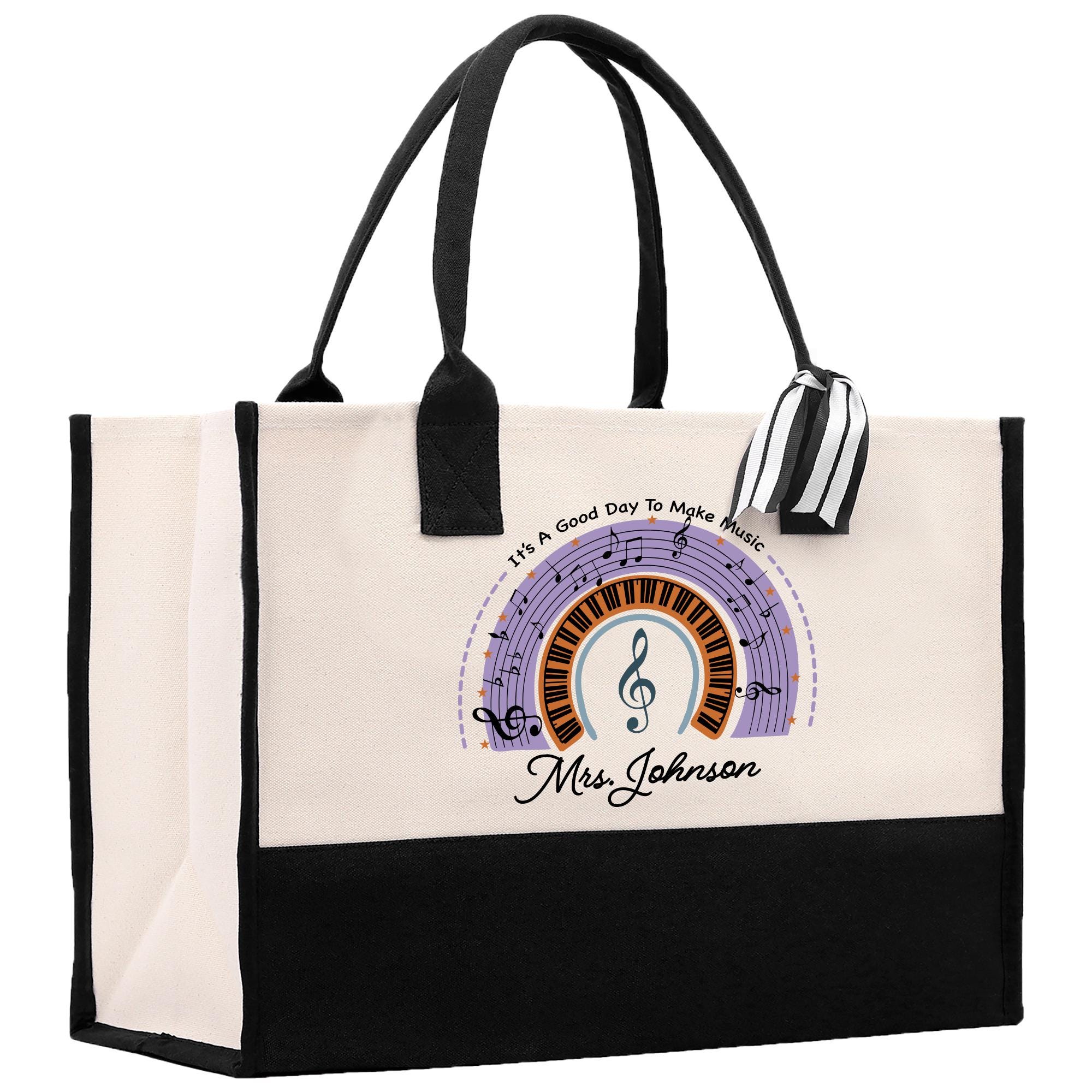 Music Teacher Tote Bag – Canvas, 15 X 13.3 Inches, Teacher Appreciation Gift, Reusable Shopping Bag - View #2
