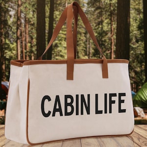 【PORTERNA】Camper tote bag Happy Camper Cotton Canvas Chic Tote Bag Camping Tote