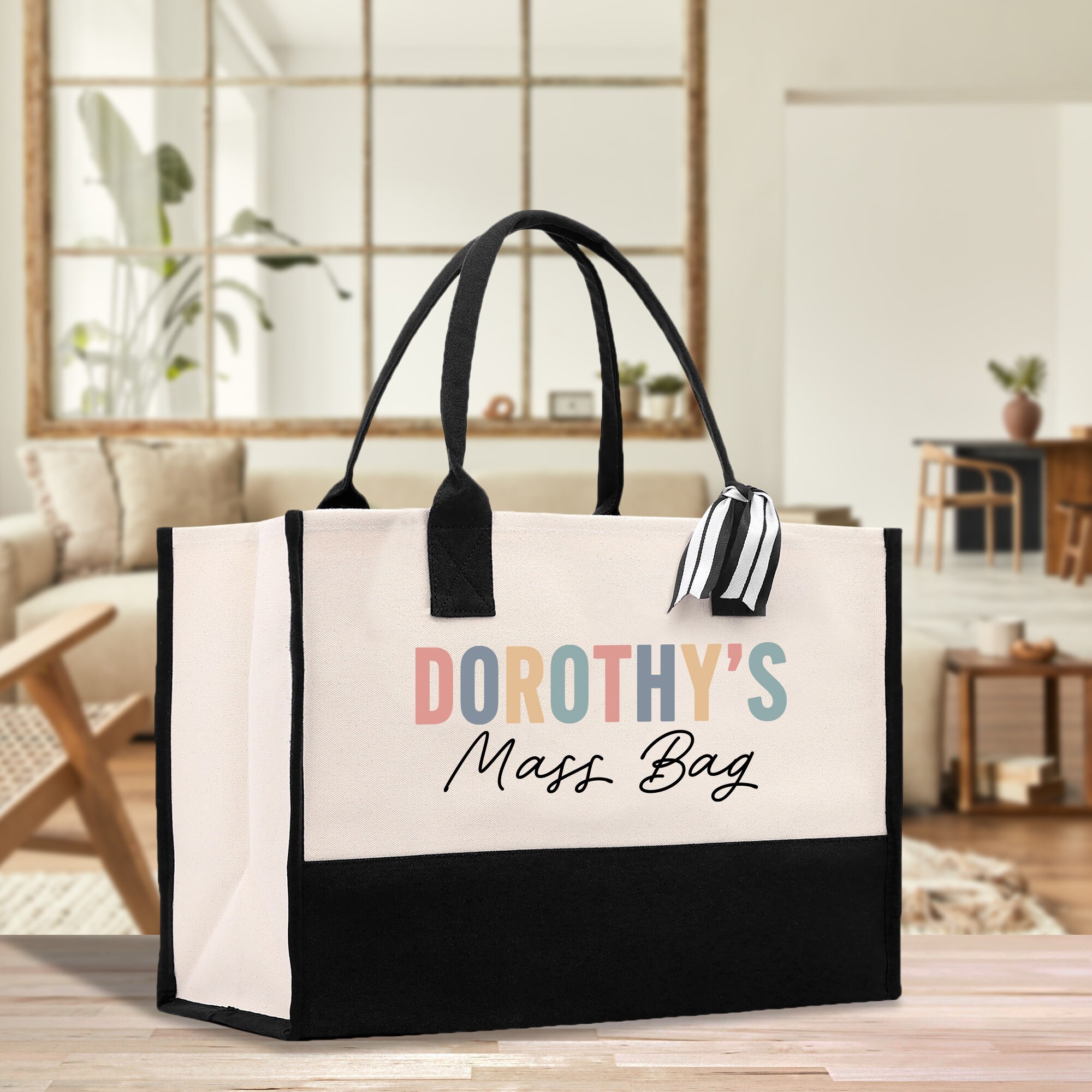 Personalisierte Name Mass Tasche Benutzerdefinierte Mass Baumwolle Canvas Einkaufstasche Katholische Kinder Kirche Geschenk Katholisches Familiengeschenk (HCT1002)