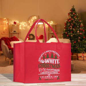 Personalized Name Christmas Cotton Canvas Large Tote Bag Custom Merry Christmas Gift Bag Xmas Party Bag Xmas Eve Gift Holiday Gift (CT1041)