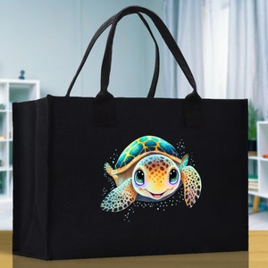 Zeeschildpad Canvas Tote Bag Oceaan Tote Bag Turtle Lover Tote Bag Dierenvriend toTe Bag Ocean Lover Gift Tortoise Tote Bag Natuurliefhebber Tote