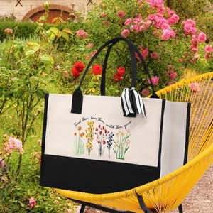 Sac fourre-tout en toile pour enseignant(e) : Motif floral sauvage (TF1001), Graphique, Vie, Sac à fleurs, Cadeau, Livre