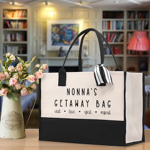 Nonna&#39;s Getaway Bag Grandma Tote Bag Grandma&#39;s Getaway Bag Grandma Nana Gift Bag Shopping Bag Mothers Day Gift Live Love Spoil Bag