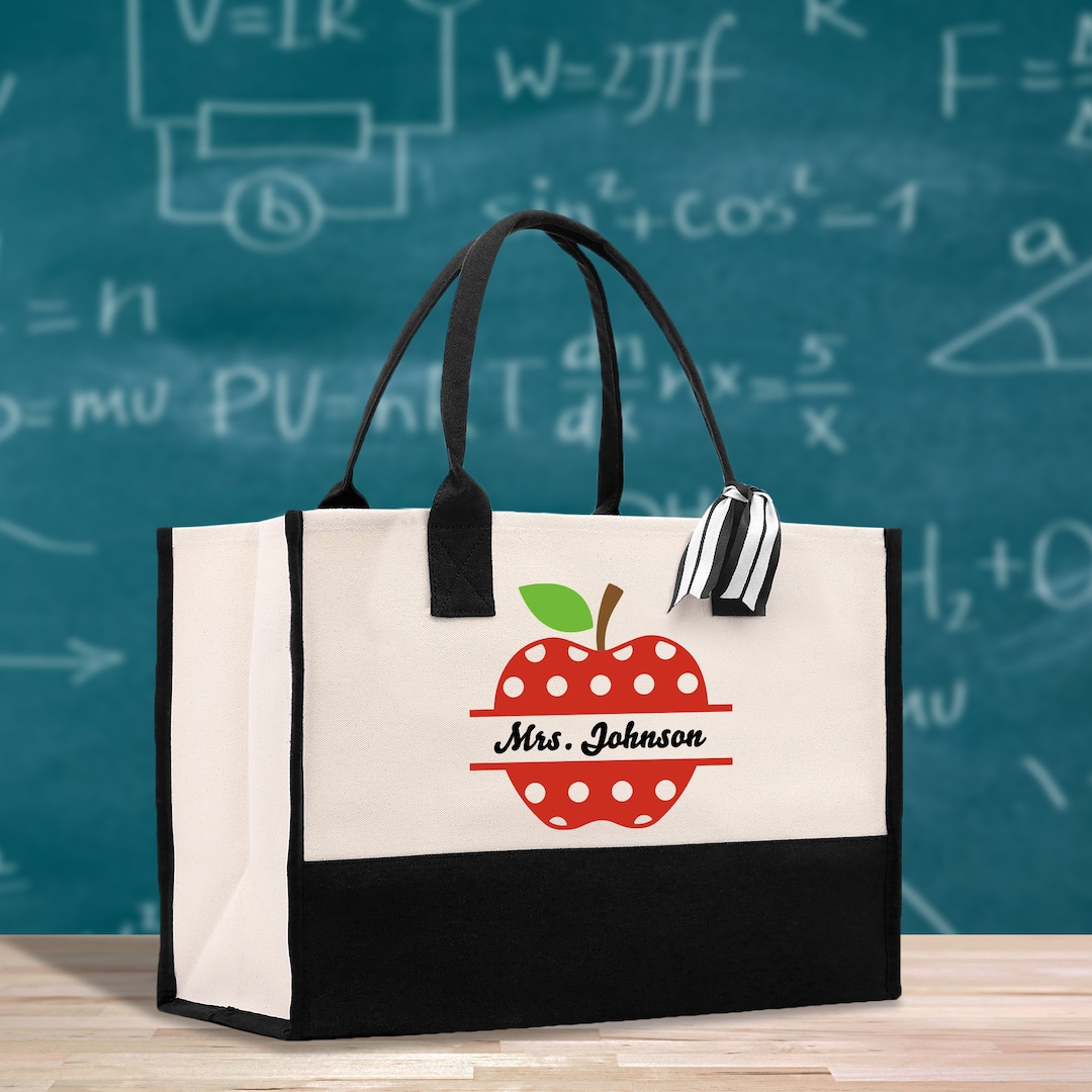 Personalized Teacher Cotton Canvas Tote Bag Gift for Teachers Teacher ...