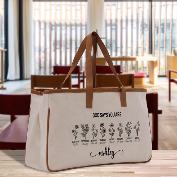 Personalized Christian Canvas Tote Bag: Religious Bible Bag, Gift for Mother (CTT1044)