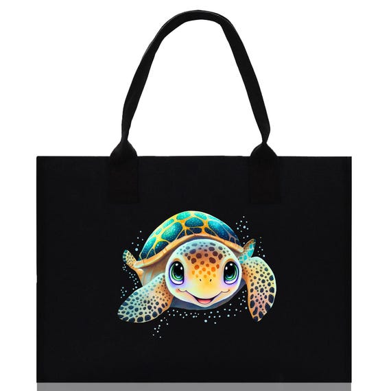 Borsa In Tela Riutilizzabile A Forma Di Tartaruga – Ecologica, Spaziosa, Con Manici E Tasca Interna Con Cerniera, 34x13x38 Cm