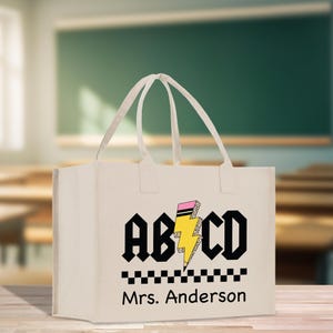 Personalized Teacher Cotton Canvas Tote Bag Gift for Teachers Teacher Life Tote Custom Teacher Appreciation Teacher Name Gift Bag (TTB1100)