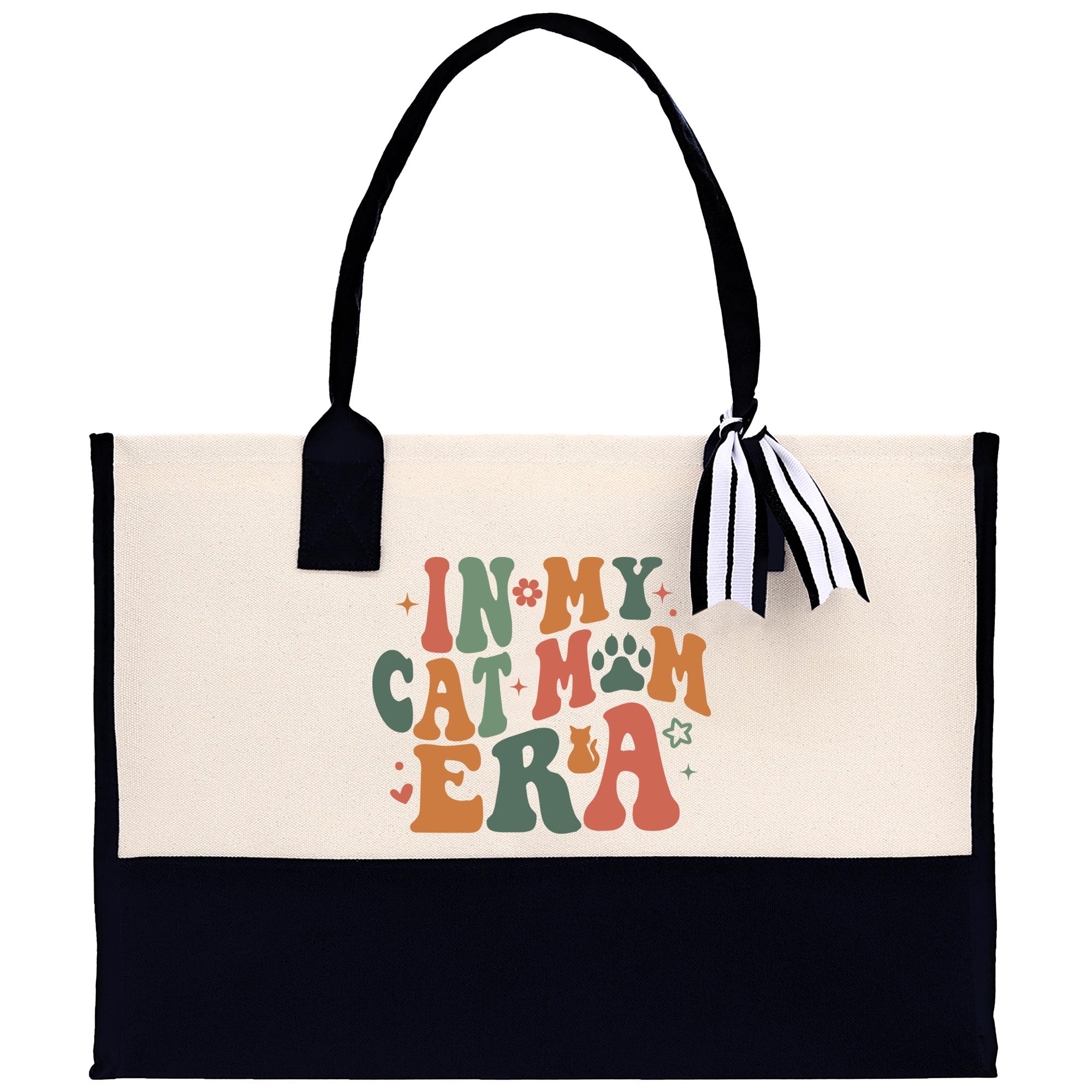 にゃあ〜Mom トートバッグ Cat Mom Era Tote Bag: Cotton Canvas Gift for Cat Lover (CATM1010