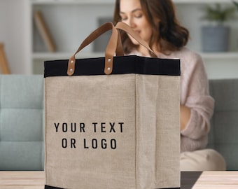 Personalized Jute Market Tote Bag, Eco-Friendly Shopping Bag (FT1026)